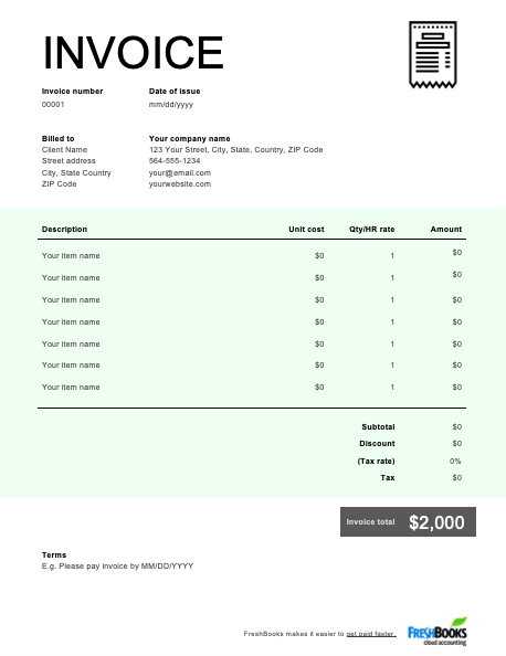  Free Contractor Invoice Template